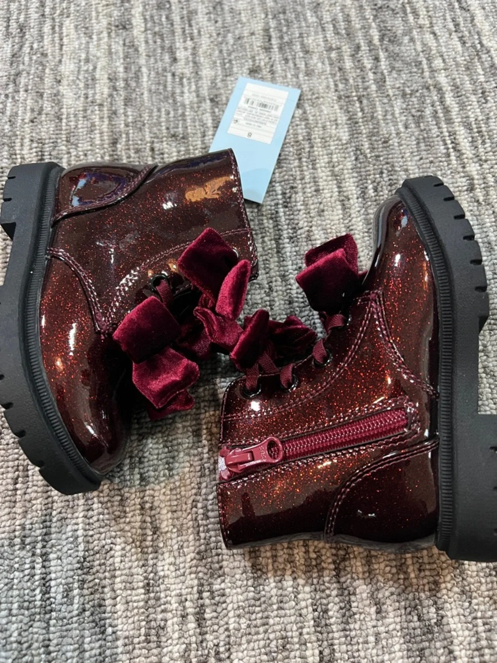 Cat & Jack Toddler Estes Shimmer Combat Boots Size 8